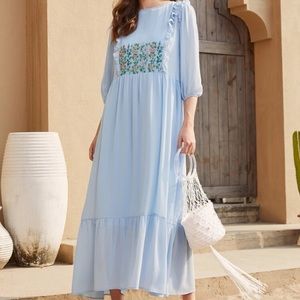 SHEIN Embroidered Ruffled Dress